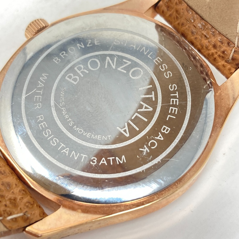Bronzo Italia QVC Watch Women 39mm Rose Gold Tone Brown Leather Band New Battery - Picture 12 of 15